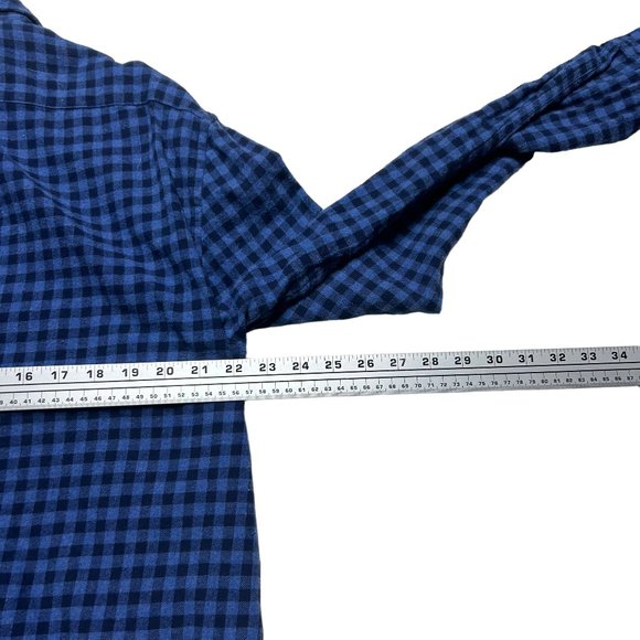 J. Crew Flannel Shirt Mens XL Slim Fit Blue Check Button Up Long Sleeve Casual - Picture 5 of 9